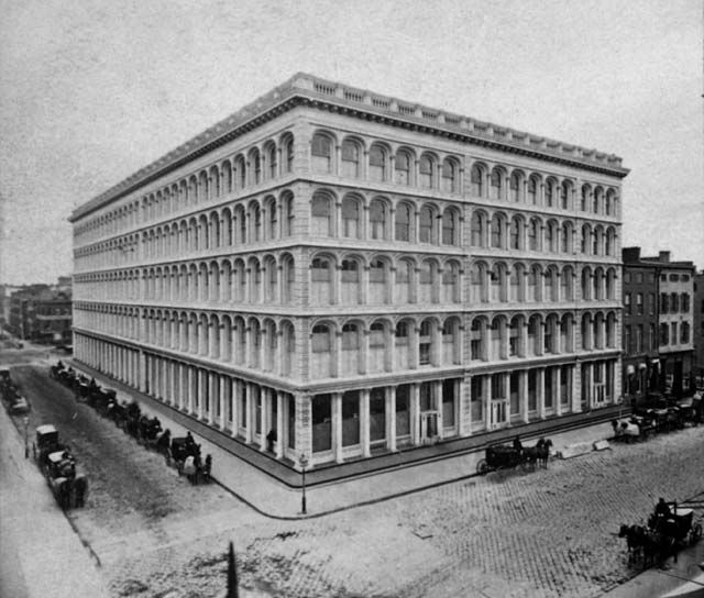The fashionable SHOPPING district had been on Broadway just south of Houston Street, with upscale merchants like Tiffany and Ball, Black & Co., but bigger stores started to move north.  In 1858, MACY'S opened: Back then, it was "R.H. Macy Dry Goods,"  on 6th Avenue between 13th and 14th Streetsâon their first day of business they made a little over $11, or $297.09 today.  Macy's introduced annual clearance sales in 1863 and the store kept expanding throughout the years, eventually moving to 18th Street and Broadway, on the "Ladies' Mile", the elite shopping district of the time; and by 1902, the Herald Square location opened.On Broadway, between 9th and 10th Streets, was A.T. Stewart's "Iron Palace" (pictured) of a DEPARTMENT STORE.  Opened in 1862, the six-story cast-iron building had a glass dome skylight and sold dry goods, like silks and fabrics, as well as manufactured ladies' clothing.  There were also 2,000 employees and, on average, 15,000 customers a day. For the men, there was the BROOKS BROTHERS, who had been making fine suits since the early 1800s. According to legend, starting in 1865, the company did not make an off-the-rack black suitâ"the idea that this was because Abraham Lincoln wore a bespoke black Brooks frock coat when he was assassinated by John Wilkes Booth." This is a myth, though it's unclear why they didn't make that color suit starting in that year.  And the store was ransacked during the 1863 Draft Riots, as both a place where the wealthy bought their clothes and as a manufacturer of Union uniforms. 19th century New York's elite and underbelly await you in BBC America's COPPER. Watch the premiere of the riveting new series from Academy AwardÂ®-winner Barry Levinson and EmmyÂ® Award-winner Tom Fontana on Sunday, August 19, at 10/9c, only on BBC America. For more updates on the series, be sure to like COPPER on Facebook and follow COPPER on Twitter.